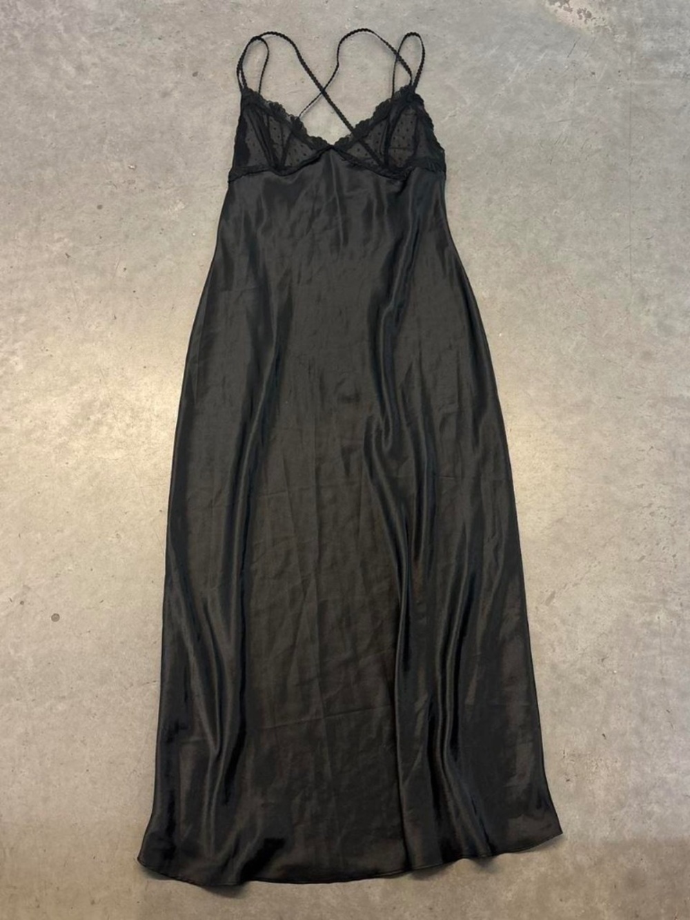 Black Lace Satin  Maxi Dress